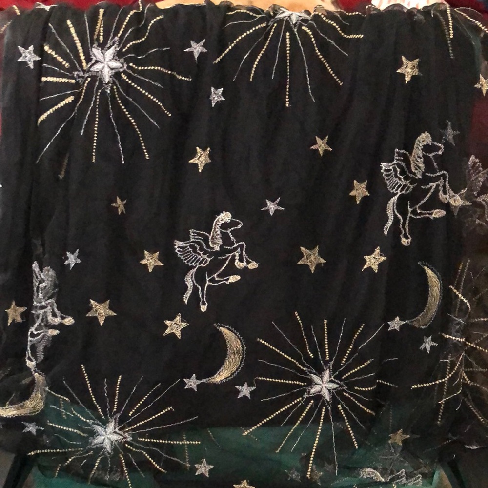 Black Celestial Embroidered Fabric